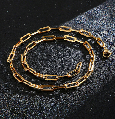Women's Retro Paper Clip Choker Long Cross Chain Titanium Steel Collarbone Necklace