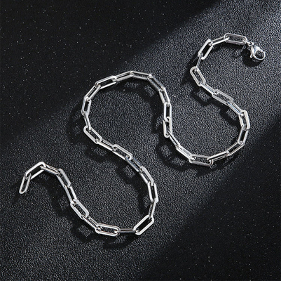Women's Retro Paper Clip Choker Long Cross Chain Titanium Steel Collarbone Necklace