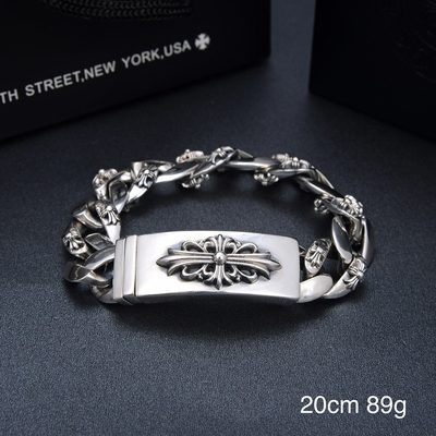 Smooth Stripes and Full Floral Thai Silver Men's Hand Bracelet S925 Sterling Silver