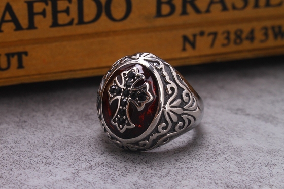 European and American Men's Titanium Steel Crusader Ring Perfect for Party Occasions