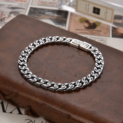 Colorful Sterling Silver Seiko Full Diamond Cuban Bracelet Male Hip Hop Punk Charles Wang