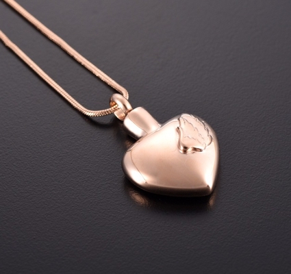 Stainless Steel Heart Feather Cremation Ash Necklace Memorial Urn Keepsake Pendant Jewelry