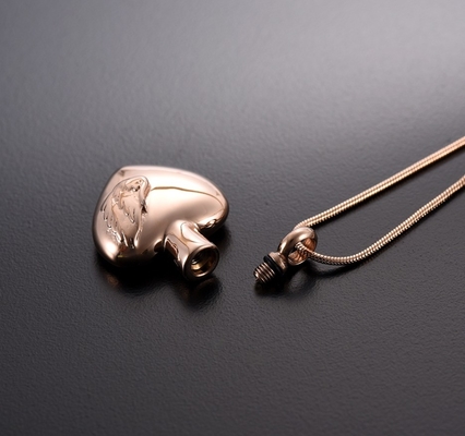 Stainless Steel Heart Feather Cremation Ash Necklace Memorial Urn Keepsake Pendant Jewelry