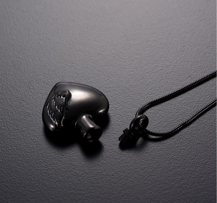 Stainless Steel Heart Feather Cremation Ash Necklace Memorial Urn Keepsake Pendant Jewelry