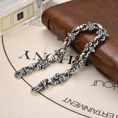 Men's Retro Thai Silver Anchor Bracelet Original Design for Hip Hop Hand Jewelry