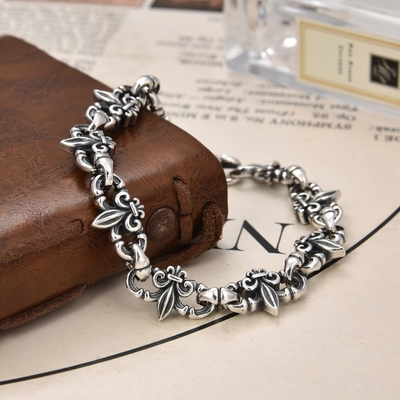 Men's Retro Thai Silver Anchor Bracelet Original Design for Hip Hop Hand Jewelry
