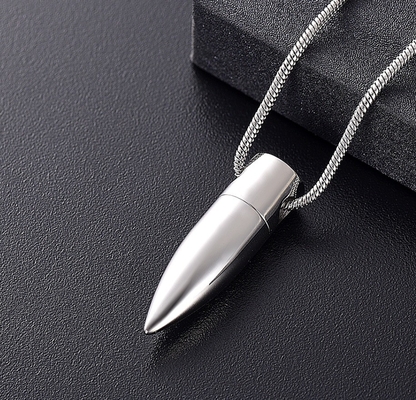 Decoration Bullet Shape Funeral Urn Necklace For Human Pet Ashes Cremation Pendant