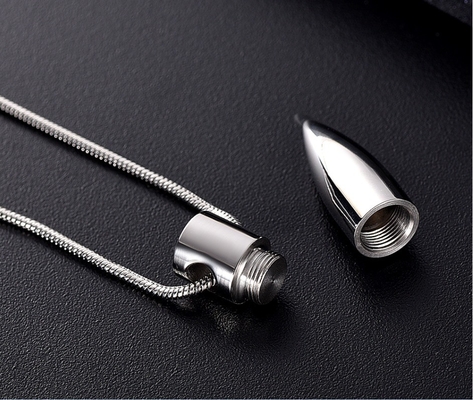 Decoration Bullet Shape Funeral Urn Necklace For Human Pet Ashes Cremation Pendant