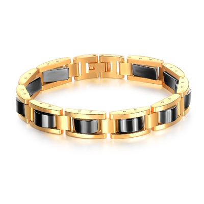 Stylish Gold Plated Japanese and Korean Fashion Titanium Steel Magnet Men's Bracelet