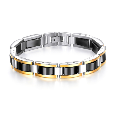 Stylish Gold Plated Japanese and Korean Fashion Titanium Steel Magnet Men's Bracelet