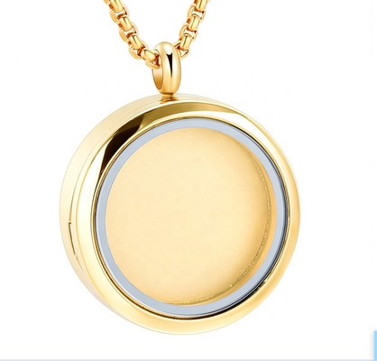 Stainless Steel Glass Round Pendant Cremation Jewelry for Memorial Urn Locket Photo Keepsake Necklace