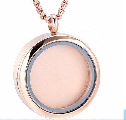 Stainless Steel Glass Round Pendant Cremation Jewelry for Memorial Urn Locket Photo Keepsake Necklace