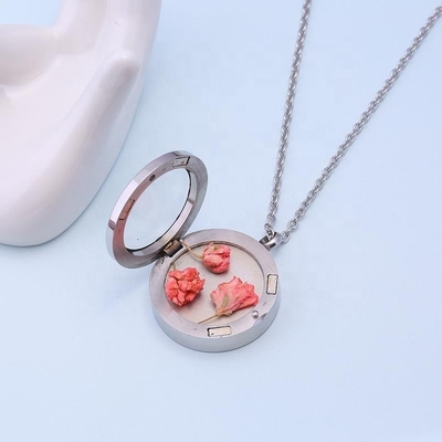 Stainless Steel Glass Round Pendant Cremation Jewelry for Memorial Urn Locket Photo Keepsake Necklace