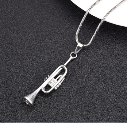 Gift Occasion Classic Style Silver Music Trumpet Pendant Necklace for Ashes Memorial