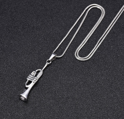 Gift Occasion Classic Style Silver Music Trumpet Pendant Necklace for Ashes Memorial
