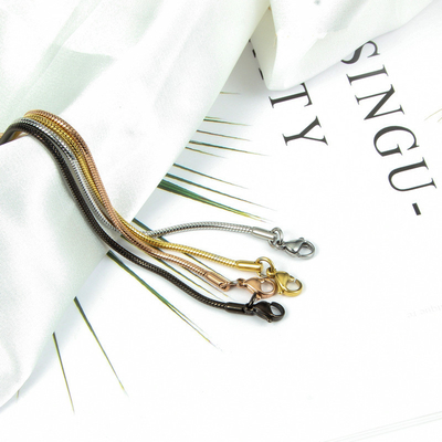 Gold Titanium Steel Snake Bone Chain Necklace with Simple 316L Stainless Steel Pendant
