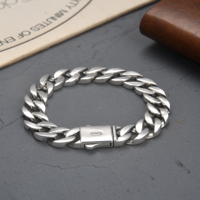 Simple Style 925 Sterling Silver Bracelet Korean Fashion Couple Accessory Engravable