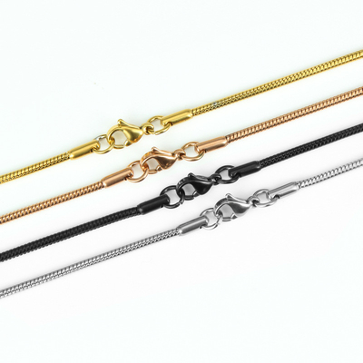 Gold Titanium Steel Snake Bone Chain Necklace with Simple 316L Stainless Steel Pendant