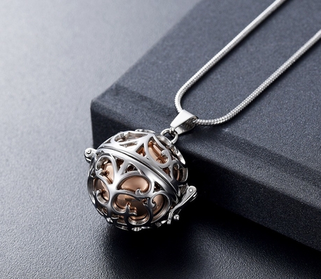 DIY Style Mini Urn in Hollow Ball Cremation Jewelry Pendant Necklace for Human Pet Ashes