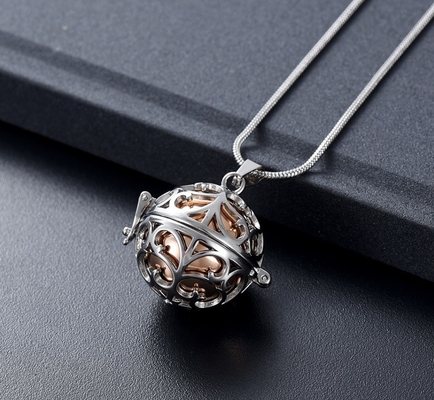 DIY Style Mini Urn in Hollow Ball Cremation Jewelry Pendant Necklace for Human Pet Ashes