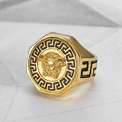 Personality Punk Style Fashion Tide Ancient Greek Mythology Men's Ring for Anniversary