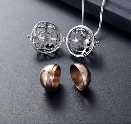 DIY Style Mini Urn in Hollow Ball Cremation Jewelry Pendant Necklace for Human Pet Ashes