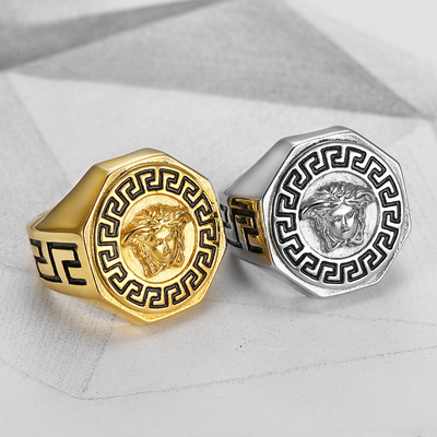 Personality Punk Style Fashion Tide Ancient Greek Mythology Men's Ring for Anniversary