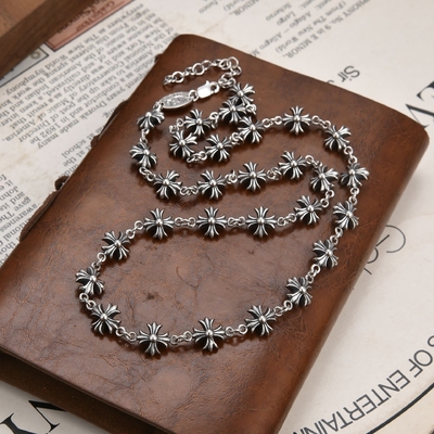 925 Sterling Silver Full Cross Necklace Collarbone Chain Rose Gold Plated for Couples