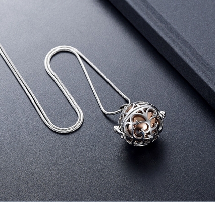 DIY Style Mini Urn in Hollow Ball Cremation Jewelry Pendant Necklace for Human Pet Ashes