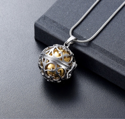 DIY Style Mini Urn in Hollow Ball Cremation Jewelry Pendant Necklace for Human Pet Ashes