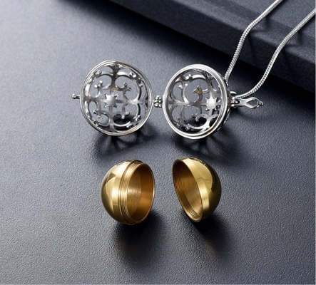 DIY Style Mini Urn in Hollow Ball Cremation Jewelry Pendant Necklace for Human Pet Ashes