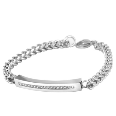 Stainless Steel Cremation Jewelry Bracelet with Crystal Charm DIY Bangle Making Part
