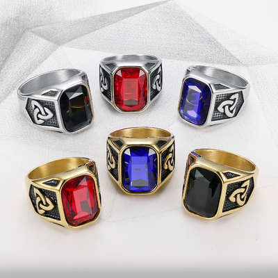 Casting Inlay Technology Cool Personality Men's Ruby Ring for Trendy Hip-Hop Jewelry