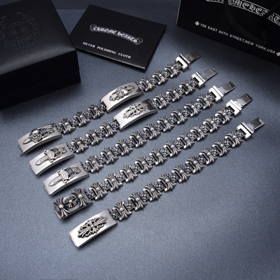 Multi-Element Creative Design Thai Silver Men's Big Bracelet with 925 Sterling Silver