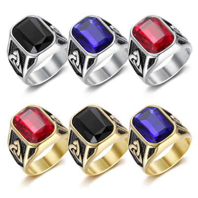 Casting Inlay Technology Cool Personality Men's Ruby Ring for Trendy Hip-Hop Jewelry