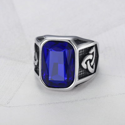 Casting Inlay Technology Cool Personality Men's Ruby Ring for Trendy Hip-Hop Jewelry
