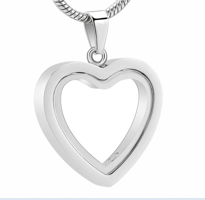 Stainless Steel Heart Shape Cremation Pendant Necklace for Ashes/Hair Keepsake