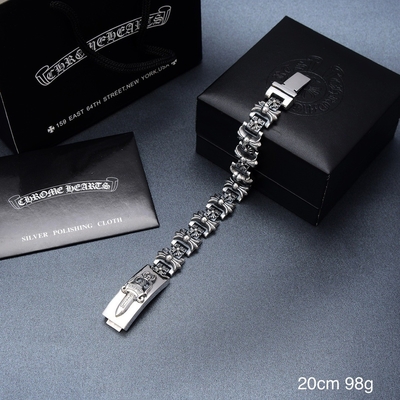 Multi-Element Creative Design Thai Silver Men's Big Bracelet with 925 Sterling Silver