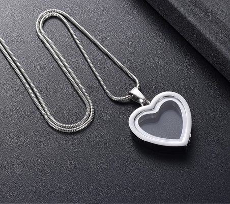 Stainless Steel Heart Shape Cremation Pendant Necklace for Ashes/Hair Keepsake