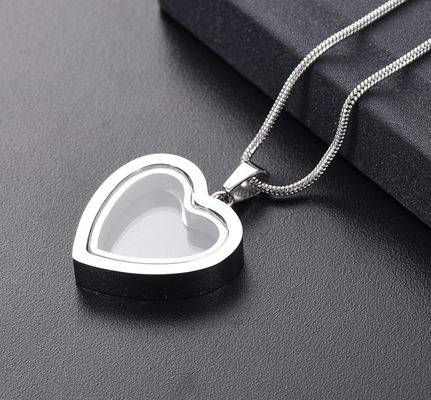 Stainless Steel Heart Shape Cremation Pendant Necklace for Ashes/Hair Keepsake