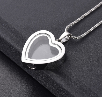Stainless Steel Heart Shape Cremation Pendant Necklace for Ashes/Hair Keepsake