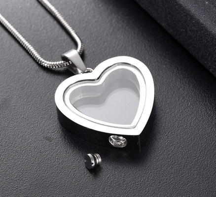 Stainless Steel Heart Shape Cremation Pendant Necklace for Ashes/Hair Keepsake