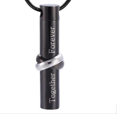 Unisex Cremation Jewelry Pendant Cylinder "Together Forever" Urns For Necklace Best Gift