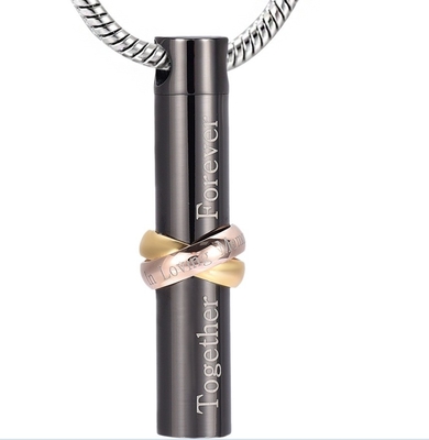 Unisex Cremation Jewelry Pendant Cylinder "Together Forever" Urns For Necklace Best Gift