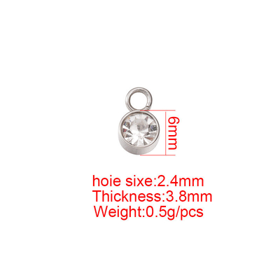 Excellent Stainless Steel 12 Birthstone Diamond Cup Pendant Birthstone Charm Pendants