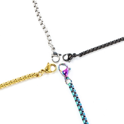 Simple European and American Gold Square Pearl Necklace Stainless Steel Chain Design
