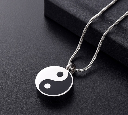 Gift Occasion Tai Chi Yin and Yang Ashes Pendant Necklace Stainless Steel Mini Cremation Urn