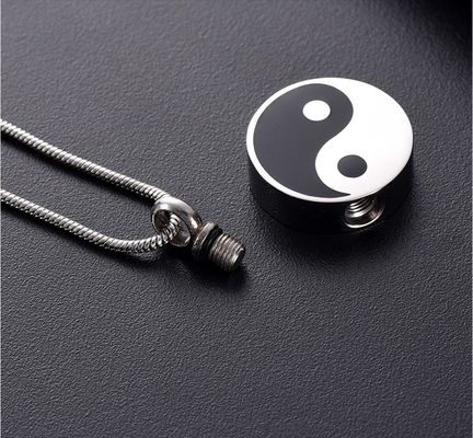 Gift Occasion Tai Chi Yin and Yang Ashes Pendant Necklace Stainless Steel Mini Cremation Urn