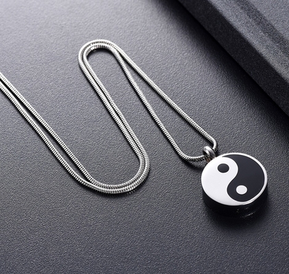 Gift Occasion Tai Chi Yin and Yang Ashes Pendant Necklace Stainless Steel Mini Cremation Urn