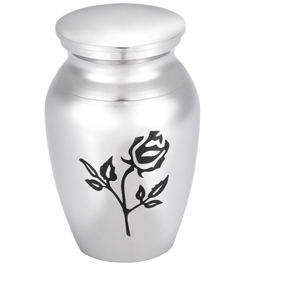 Sustainable 316L Stainless Steel Cremation Urn for Memorial Jewelry Engraved Flower